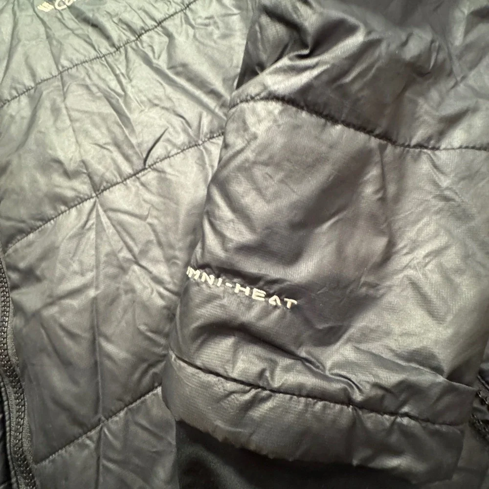 Columbia Jacket Mens L Black Nylon Omni Heat Interchange Hooded Puffer Thermal